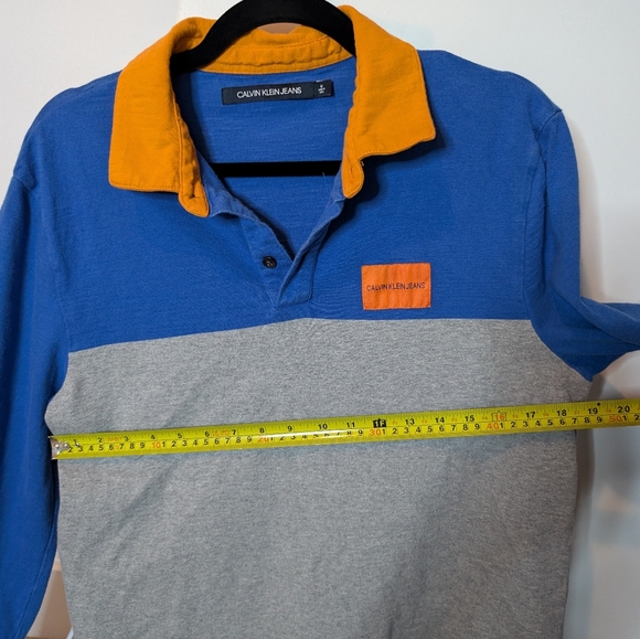 Calvin Klein 80s style polo colorblock rugby shirt long sleeve Sz M Fisherman - Picture 16 of 16
